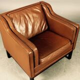Armchair design Scandinavian brown leather.