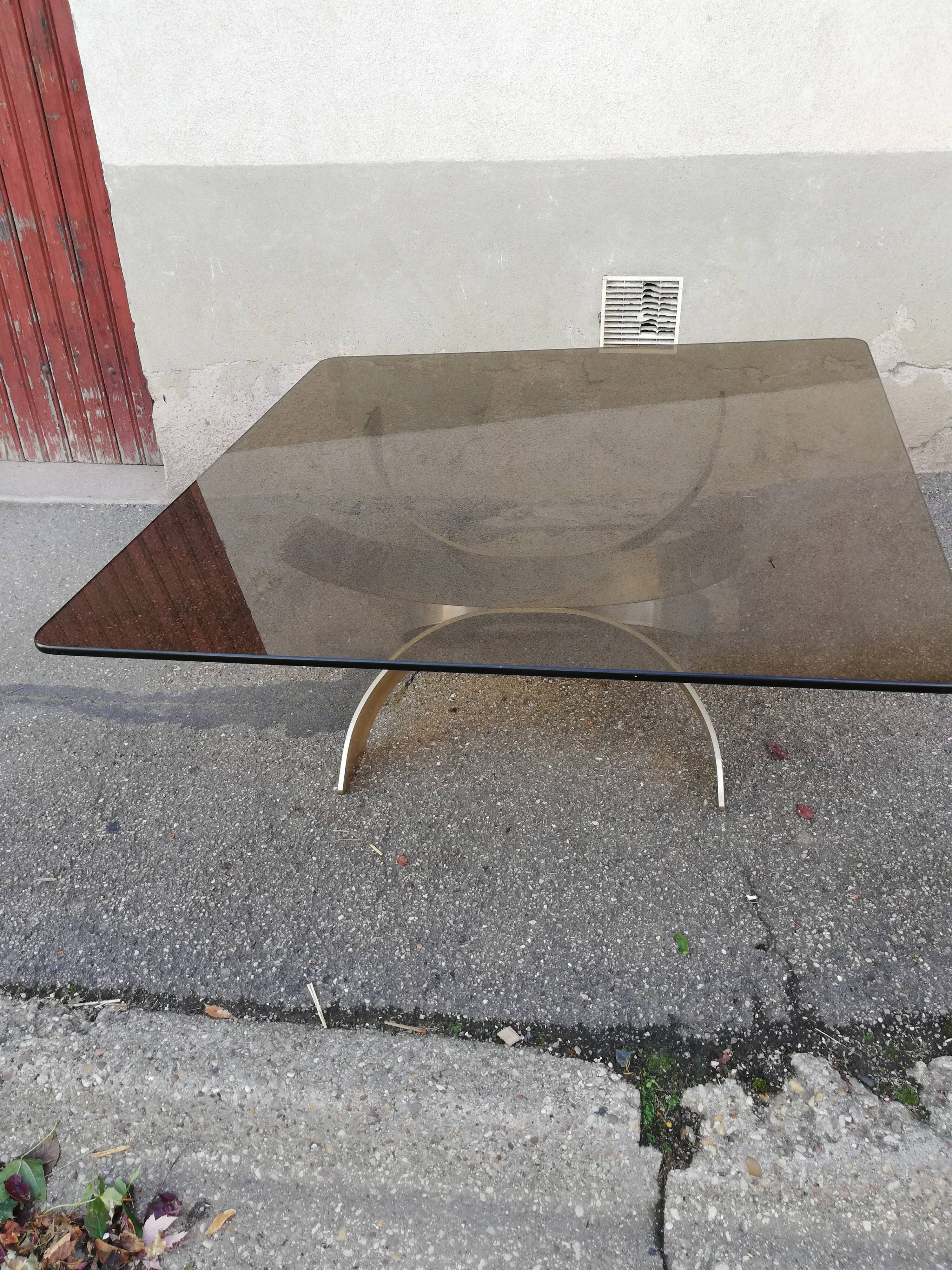 Vintage metal coffee table and smoked glass