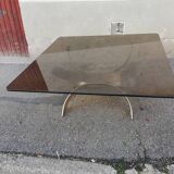 Vintage metal coffee table and smoked glass