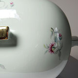 Art Deco style soup tureen with floral decoration, vintage celadon porcelain from Limoges, France.