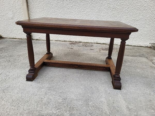 Table rectangulaire en chene plateau parquete du xix ème siecle