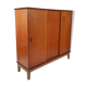 Sideboard high Danish teak veneer vintage sliding doors