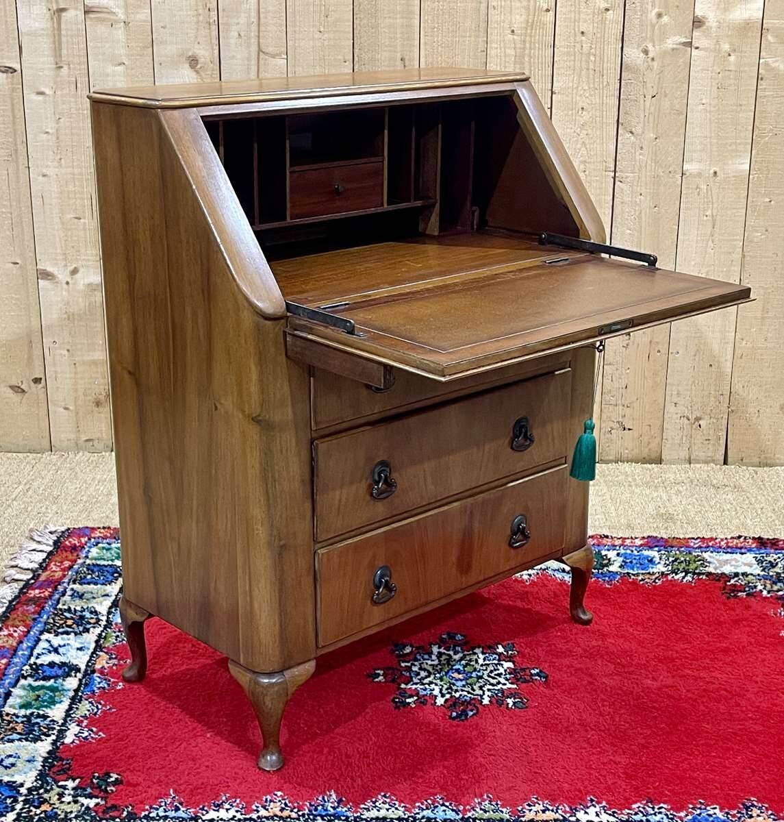 1960s English walnut secretary