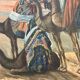 Grand Orientalist painting - the dromedaries and the Bedouins in the desert.