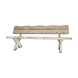 Exterior bench in patinated white solid wood