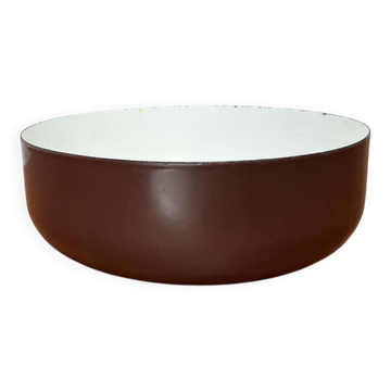 Bol en émail marron de style mid-century modern par Kaj Franck pour Finel, Finlande, années 1960.