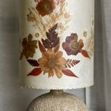 Large vintage 1960-70 chamotte ceramic ball lamp, dried flower lampshade