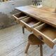 1950s pine and oak farmhouse table with multiple drawers