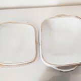 Plat avec couvercle en porcelaine décor fleurs bleues