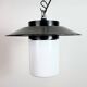 Industrial Grey Enamel Pendant Lamp with Milk Glass, 1960s