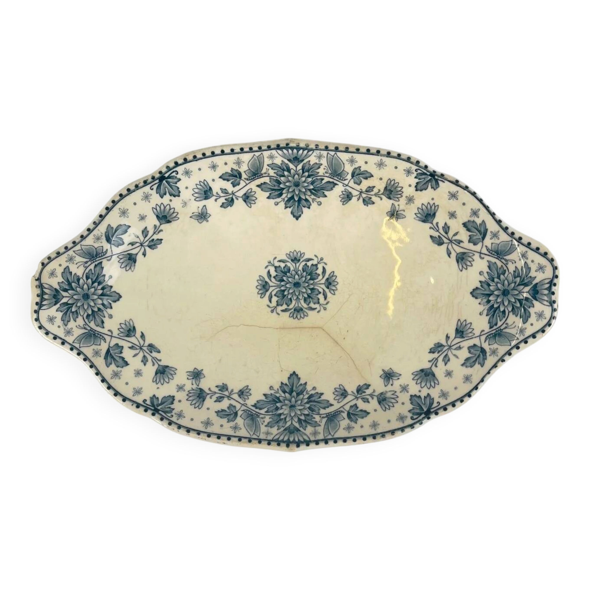 Plate model "Estrées", by U&C Sarreguemines, blue, 1900