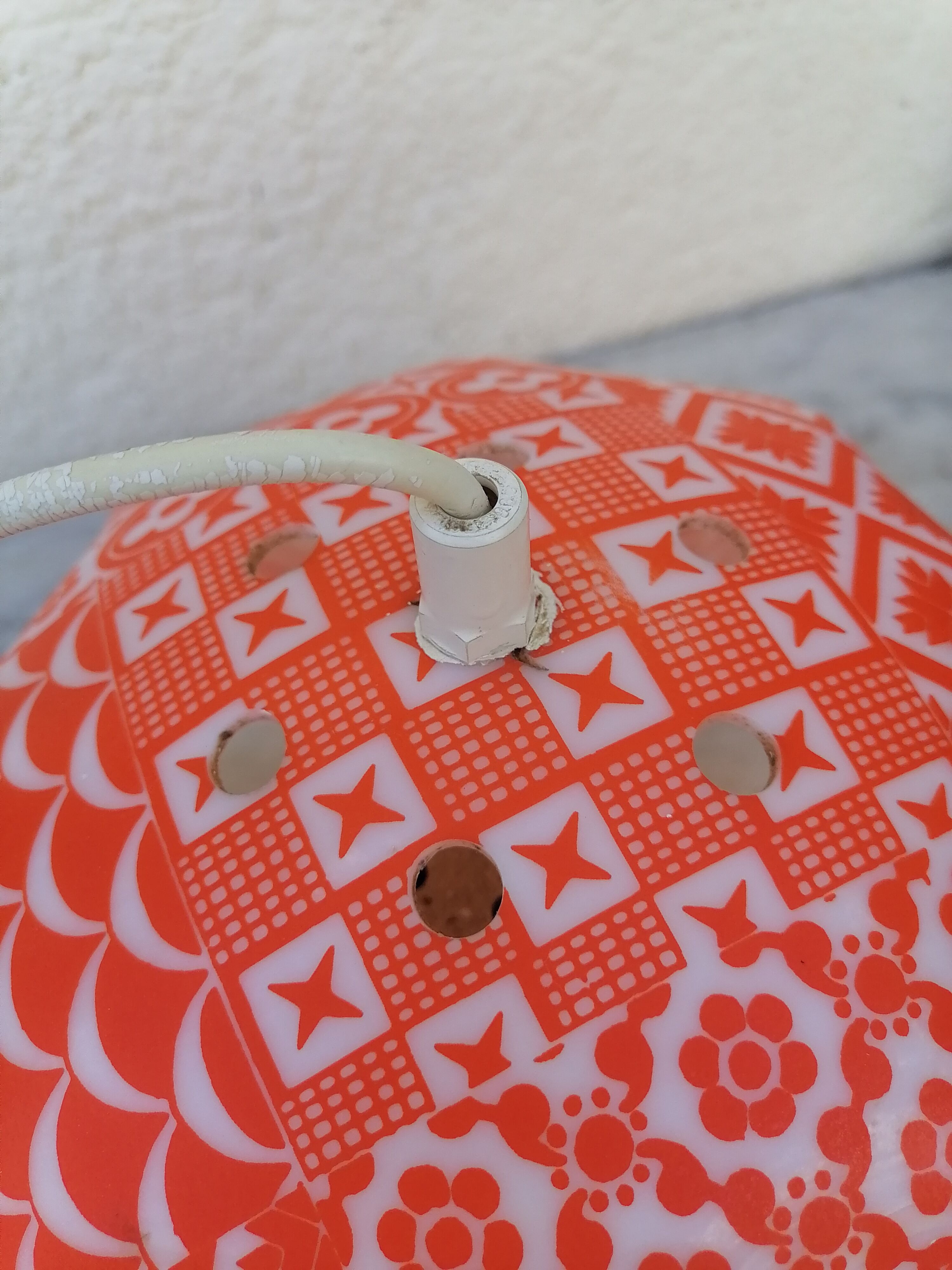 Orange plastic kitchen pendant light 1970