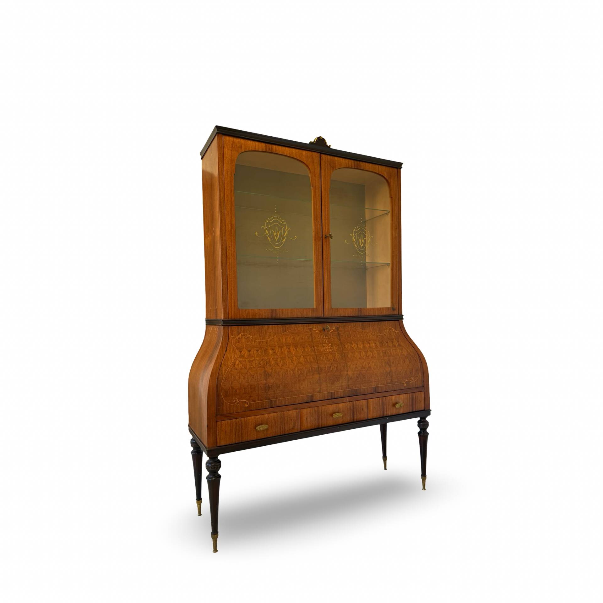 Secretary credenza in marquetry in the Italian Louis XV style from the mid-century, 1960.