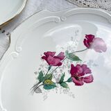 Vintage dessert service for 8 people in Gien porcelain from France, Elegance model, floral motif