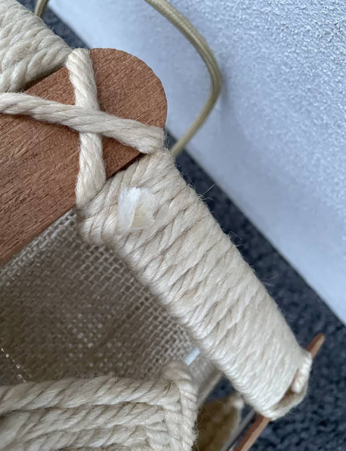 Scandinavian style jute and wood pendant light