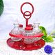 Table condiment server red metal turntable 6 vintage pieces