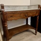 Meuble table de toilette ancien en acajou et marbre