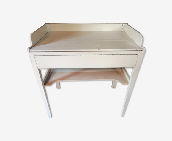 Table ancienne de toilette en bois peint