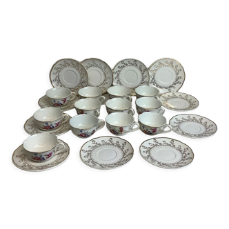 Service ancien 12 tasses et 12 soucoupes made in france digoin sarreguemines