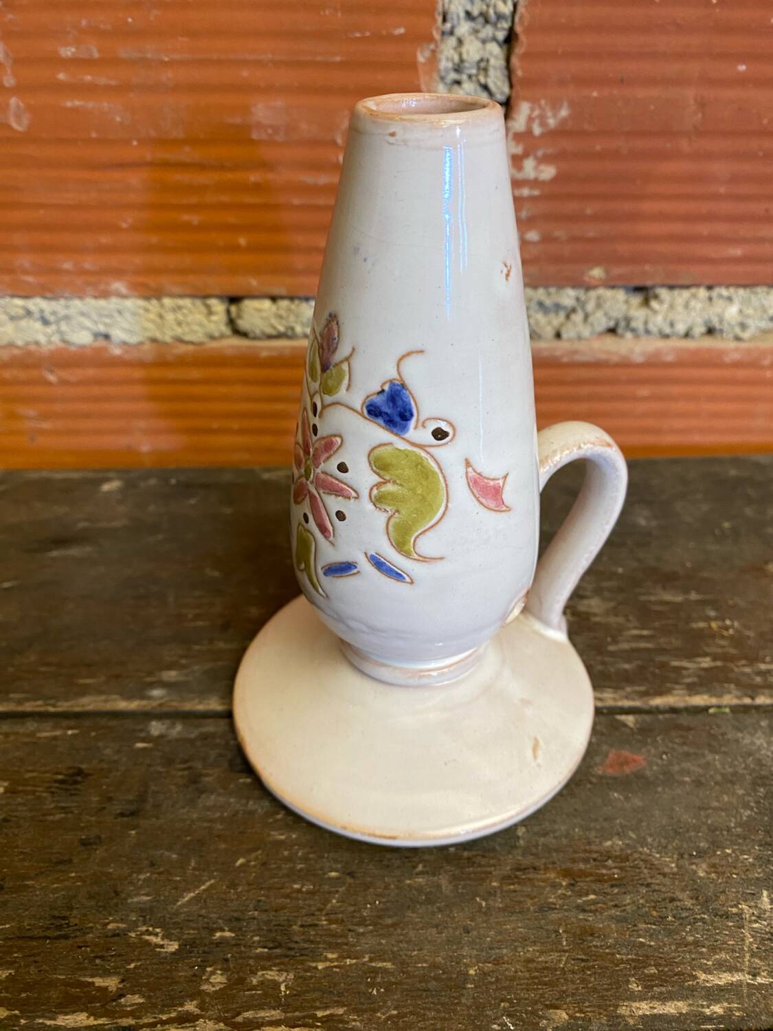 Old Lamp Base White Ceramic Soliflore Vintage Flower Decor