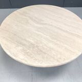 Vintage round ravertine coffee table, 1970s
