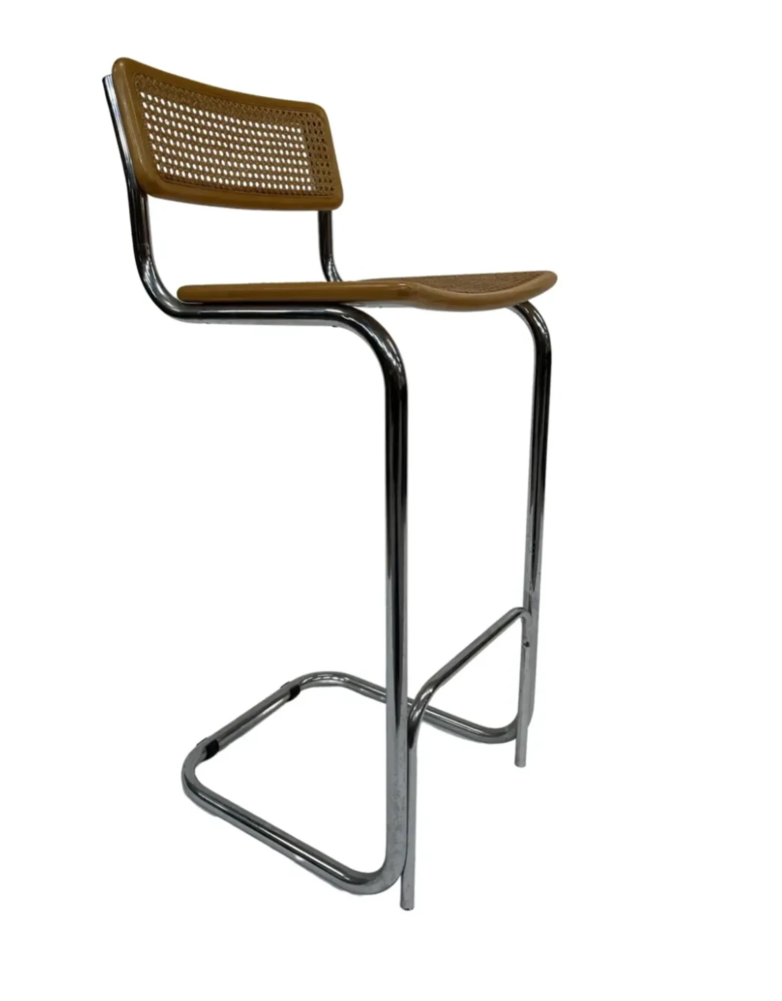 Vintage bar stool 80's Design Cesca style chrome and webbing