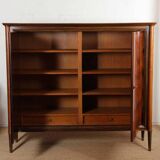 Large mahogany, oak and mother-of-pearl cabinet from the 1940s