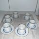 6 Christofle bandeea blue porcelain coffee cups