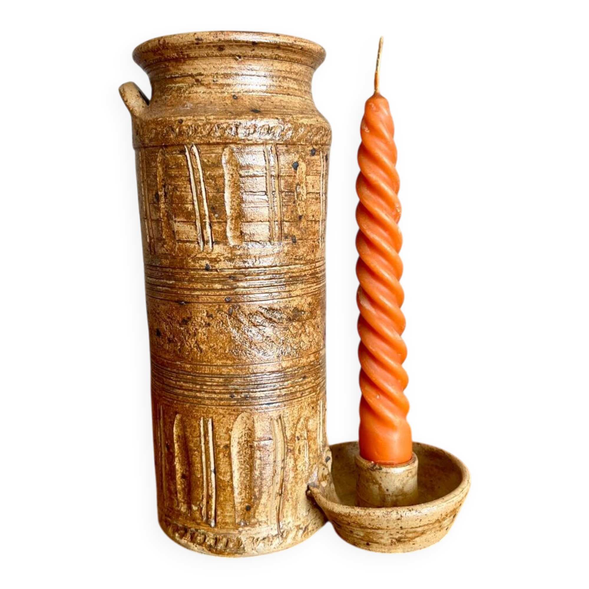 Vase / bougeoir grès vintage « La Hulotte »
