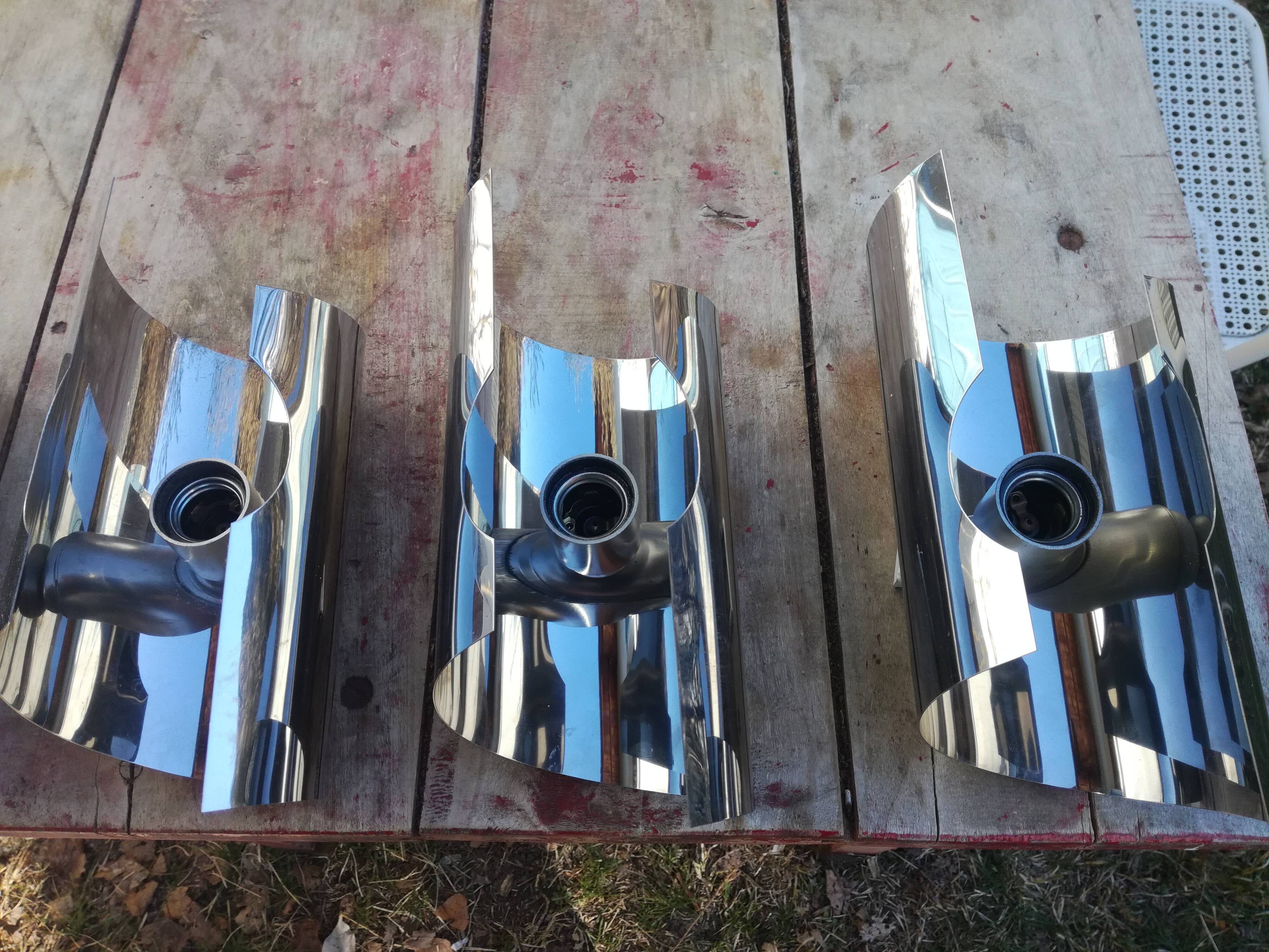 Four 70s chrome wall light