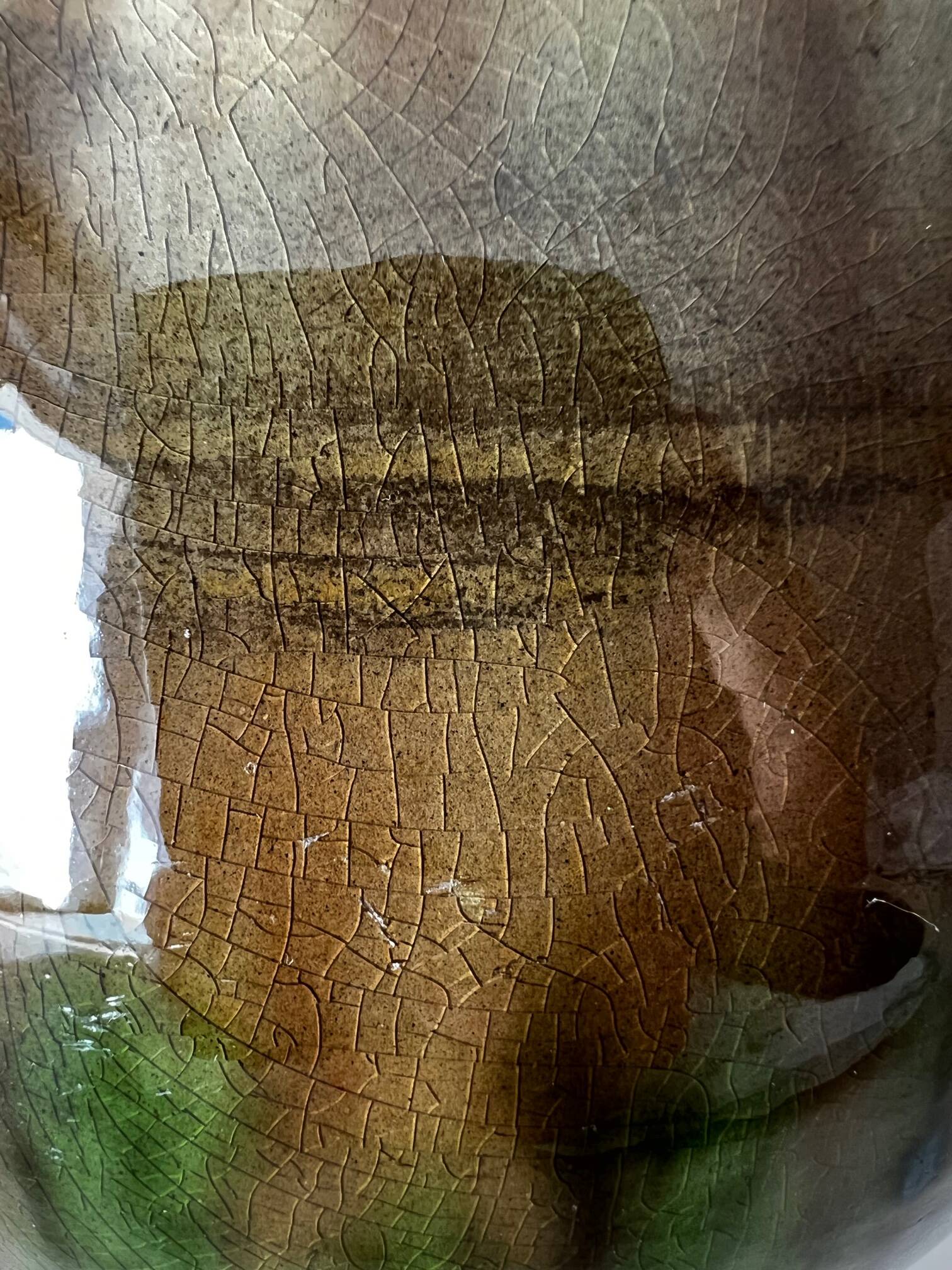 Green flamed stoneware vase