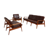 Danish leather sofa set by Arne Wahl Iversen for Komfort