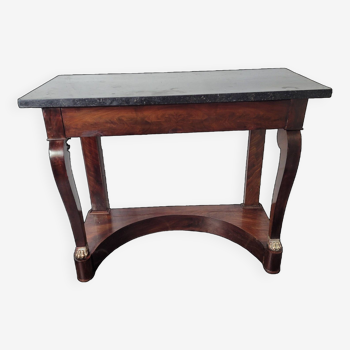 Restoration style console in mahogany with marble top
