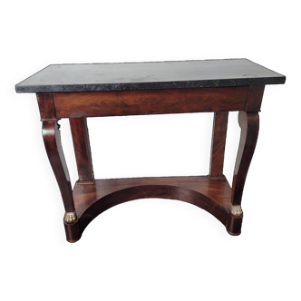 Restoration style console in mahogany with marble top