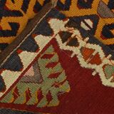 Kilim Vintage Anatolien Rouge – Motifs Géométriques, Laine, 88x125 Cm