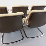 Suite of 5 armchairs with Steelcase Strafor armrests in chrome metal and wool fabric from the years