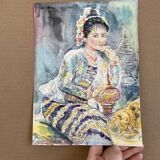 Portrait, signed watercolor