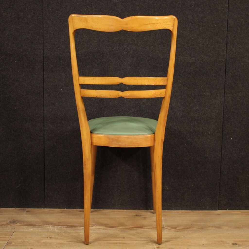 Six Italian  chairs in exotic wood and faux leather