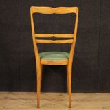 Six Italian  chairs in exotic wood and faux leather