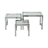 Space Age Nesting Tables Chrome Clear Glass Sixties Design Side Table