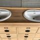 Furniture with 2 basins in raw wood