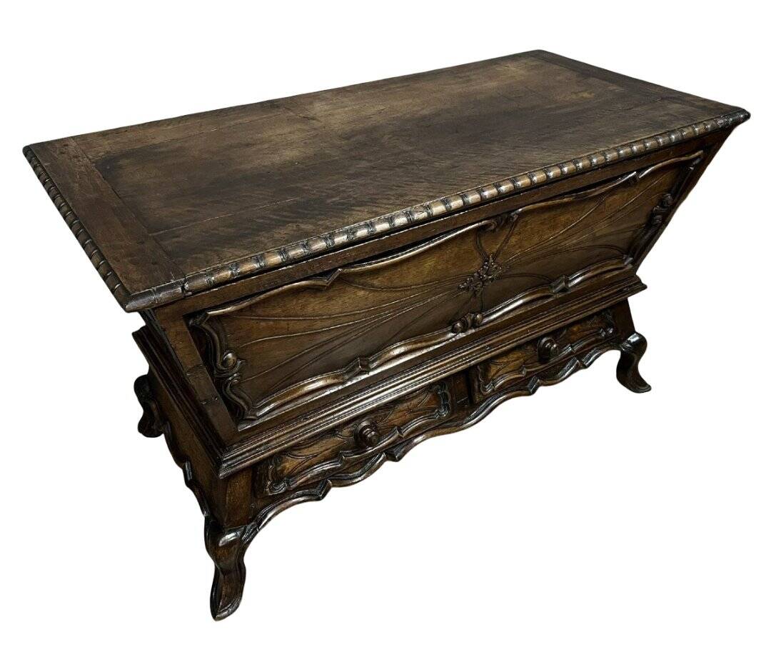 Louis XV style kneading trough in solid walnut