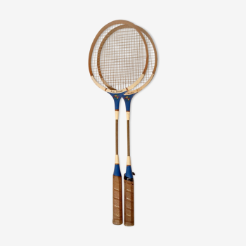Paire de raquettes de badminton anciennes en bois