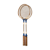 Pair of old wooden badminton rackets