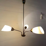 Plafonnier cuivre - verre jaune lait