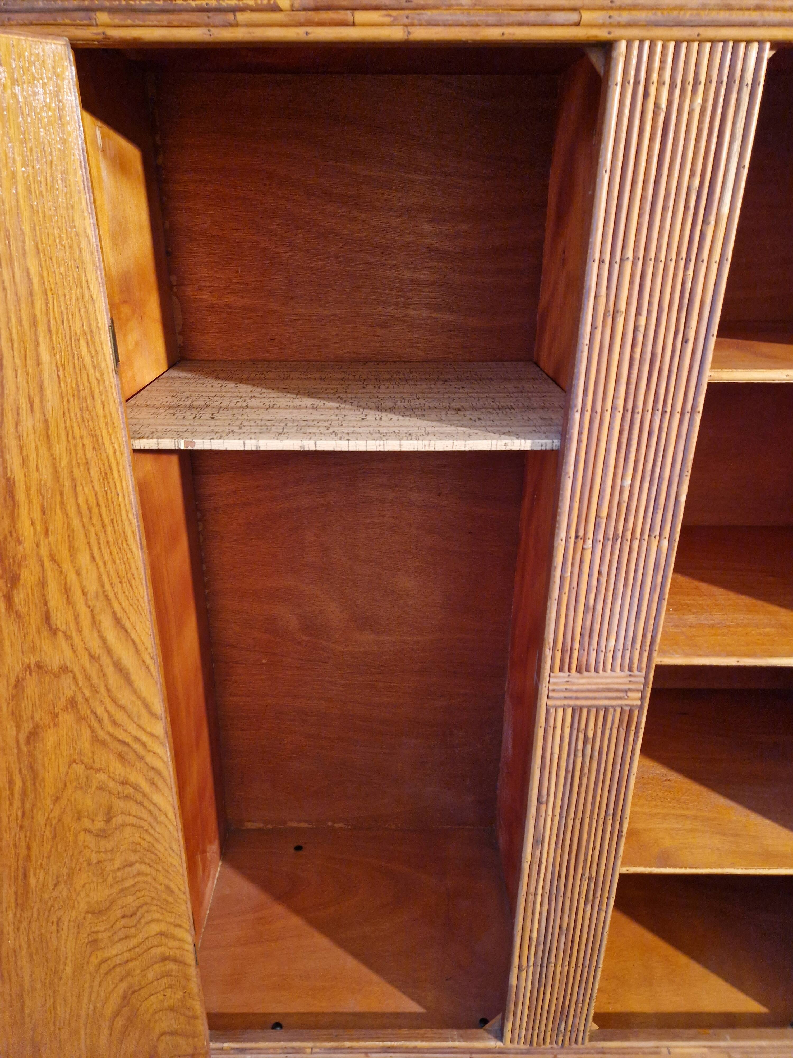 Wicker rattan bamboo wardrobe 1950 1960