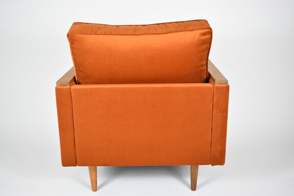 Fauteuil vintage Cube restauré, années 1970, velours roux