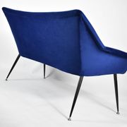 Two-seater vintage sofa, german democratic republic, 1960, navy blue, velvet