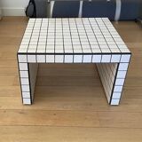 Coffee table tiles mosaic white joint black