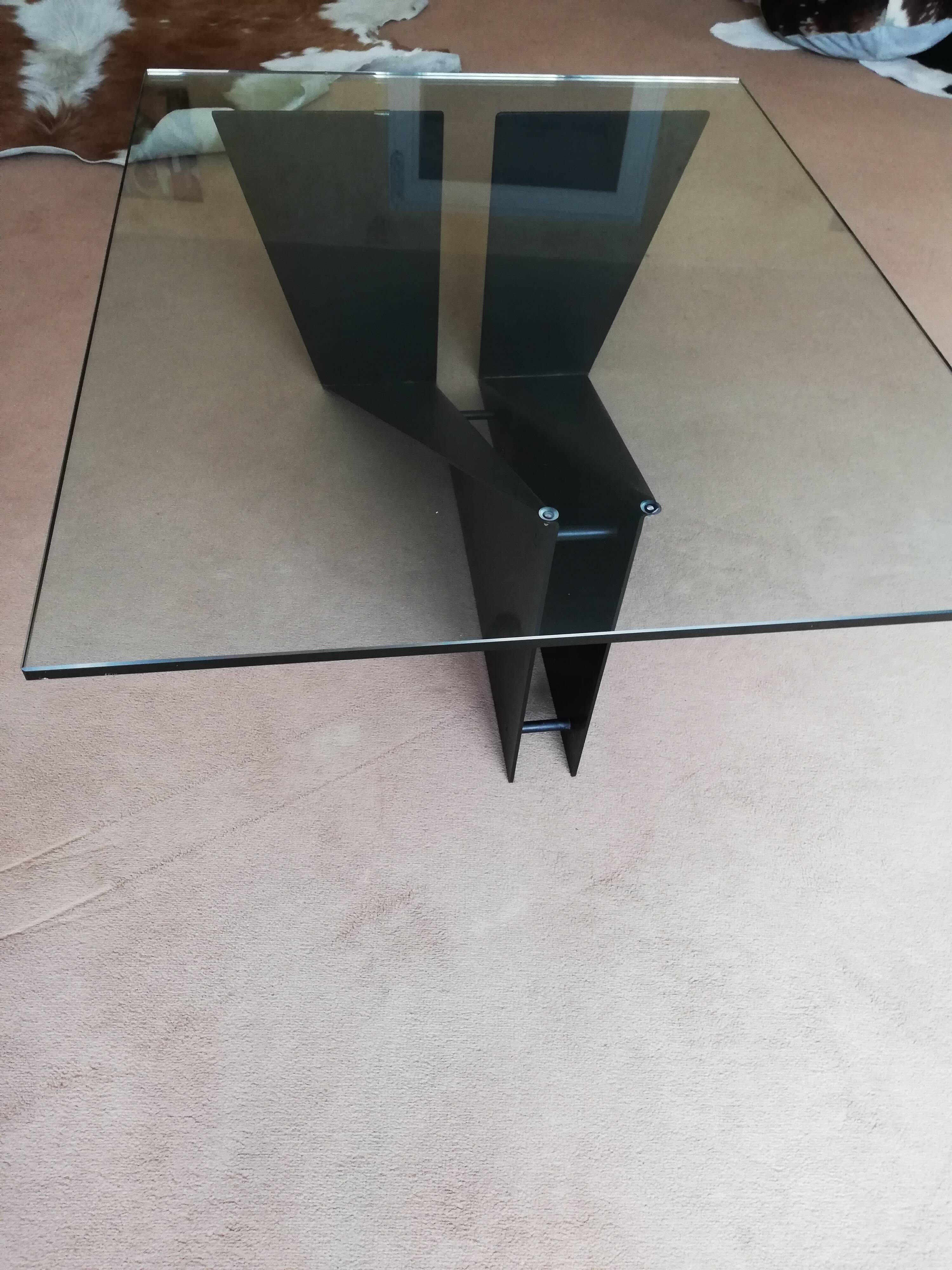 Black metal and glass coffee table